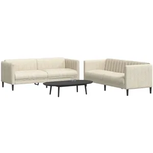 vidaXL Ensemble de canapés 2 pcs crème tissu pas cher