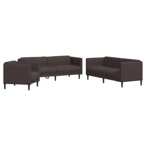 vidaXL Ensemble de canapés 3 pcs marron foncé tissu pas cher