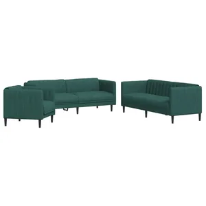 vidaXL Ensemble de canapés 3 pcs vert foncé tissu pas cher