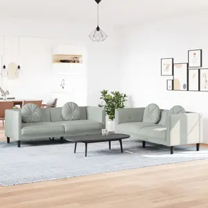 vidaXL Ensemble de canapés 2 pcs avec coussins gris clair velours pas cher