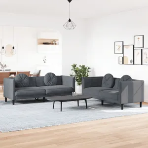 vidaXL Ensemble de canapés 2 pcs avec coussins gris foncé velours pas cher