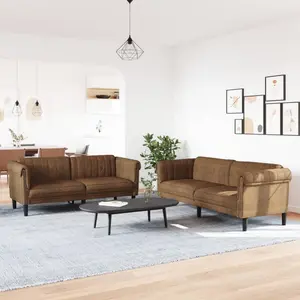 vidaXL Ensemble de canapés 2 pcs marron velours pas cher