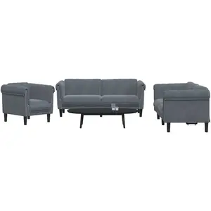 vidaXL Ensemble de canapés 3 pcs gris foncé velours pas cher