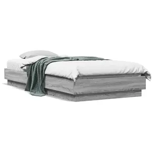 vidaXL Cadre de lit avec lumières LED sonoma gris 100x200 cm pas cher