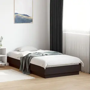 vidaXL Vidaxl Cadre De Lit Sans Matelas Noir 75x190 Cm Bois Ingénierie pas cher