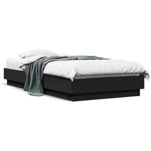 vidaXL Vidaxl Cadre De Lit Sans Matelas Noir 90x190 Cm Bois Ingénierie pas cher