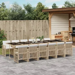 vidaXL Ensemble à manger de jardin et coussins 13 pcs beige pas cher