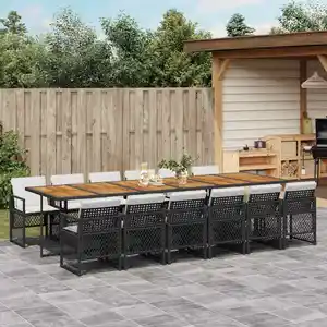 vidaXL Ensemble à manger de jardin 13 pcs coussins noir résine tressée pas cher