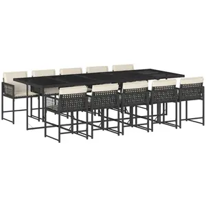 vidaXL Ensemble à manger de jardin 11 pcs coussins noir résine tressée pas cher