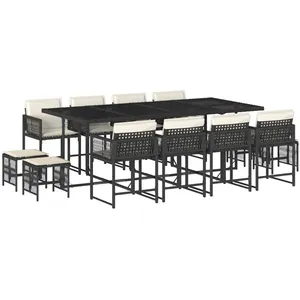 vidaXL Ensemble à manger de jardin 13 pcs coussins noir résine tressée pas cher
