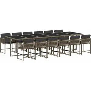vidaXL Ensemble à manger de jardin coussins 13 pcs gris résine tressée pas cher