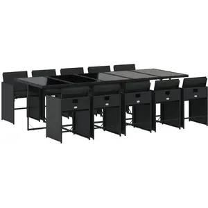 Comparateur de prix : vidaXL Ensemble à manger de jardin 11 pcs coussins noir résine tressée