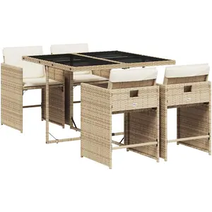 Comparateur de prix : vidaXL Ensemble à manger de jardin avec coussins 5pcs Beige poly rotin