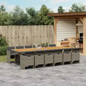 Comparateur de prix : vidaXL Ensemble à manger de jardin coussins 13 pcs gris résine tressée