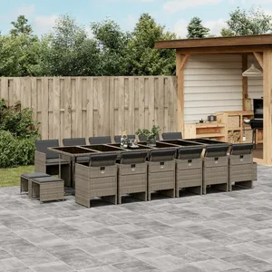 vidaXL Ensemble à manger de jardin 17 pcs et coussins résine tressée pas cher