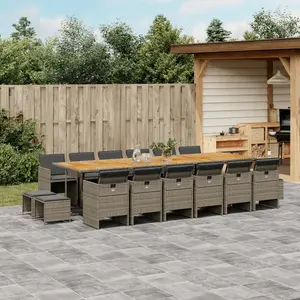 Comparateur de prix : vidaXL Ensemble à manger de jardin 17 pcs et coussins résine tressée
