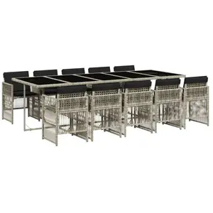 vidaXL Ensemble à manger de jardin 11pcs avec coussins gris poly rotin pas cher
