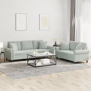 vidaXL Ensemble de canapés 2 pcs avec coussins gris clair velours pas cher