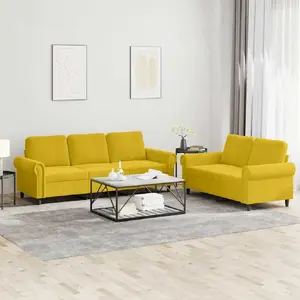 vidaXL Ensemble de canapés 2 pcs avec coussins Jaune Velours pas cher