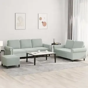 vidaXL Ensemble de canapés 3 pcs avec coussins Gris clair Velours pas cher