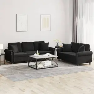 vidaXL Ensemble de canapés 2 pcs avec coussins noir velours pas cher