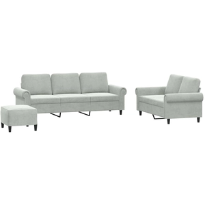 vidaXL Ensemble de canapés 3 pcs avec coussins gris clair velours pas cher