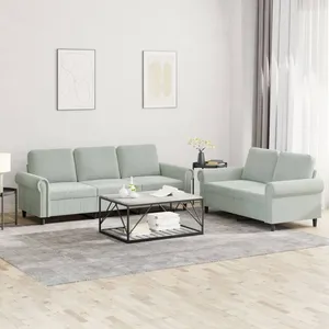 vidaXL Ensemble de canapés 2 pcs avec coussins Gris clair Velours pas cher
