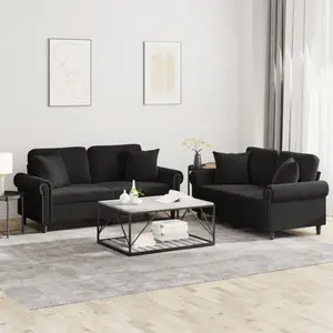 vidaXL Ensemble de canapés 2 pcs avec coussins noir velours pas cher