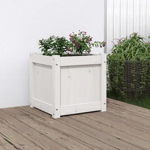 vidaXL Jardinière blanc 40x40x40 cm bois de pin massif pas cher