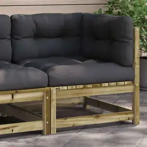 vidaXL Canapé d'angle de jardin avec coussins bois de pin imprégné