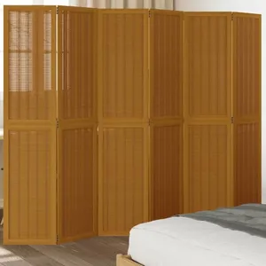Comparateur de prix : vidaXL Cloison de séparation 6 panneaux marron bois paulownia massif