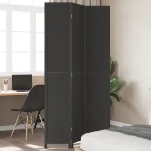 Comparateur de prix : vidaXL Cloison de séparation 3 panneaux noir bois de paulownia massif