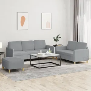 vidaXL Ensemble de canapés 3 pcs avec coussins Gris clair Tissu pas cher