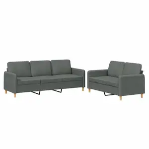 vidaXL Ensemble de canapés 2 pcs avec coussins Gris foncé Tissu pas cher