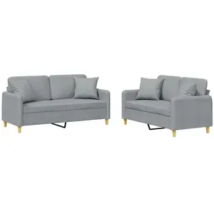 vidaXL Ensemble de canapés 2 pcs coussins gris clair tissu pas cher