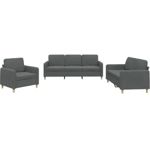 vidaXL Ensemble de canapés 3 pcs avec coussins Gris foncé Tissu pas cher