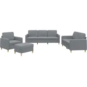 Comparateur de prix : vidaXL Ensemble de canapés 4 pcs avec coussins Gris clair Tissu