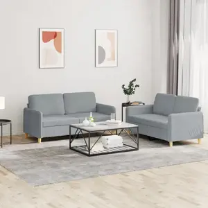 vidaXL Ensemble de canapés 2 pcs avec coussins Gris clair Tissu pas cher