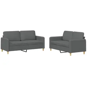 vidaXL Ensemble de canapés 2 pcs avec coussins Gris foncé Tissu pas cher