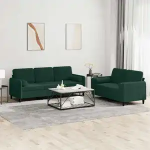Vidaxl ensemble de canapés 2 pcs avec coussins vert foncé velours pas cher