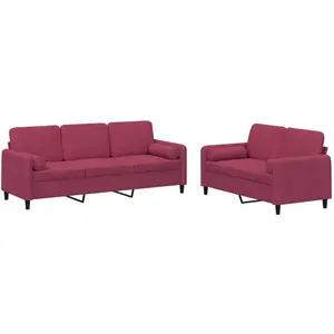 vidaXL Ensemble de canapés 2 pcs avec coussins rouge bordeaux velours pas cher