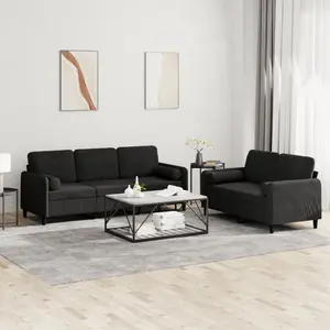 vidaXL Ensemble de canapés 2 pcs avec coussins noir velours pas cher