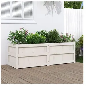 Comparateur de prix : vidaXL Jardinière blanc 150x50x50 cm bois massif de pin