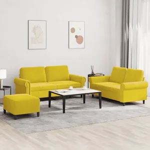 vidaXL Ensemble de canapés 3 pcs avec coussins Jaune Velours pas cher