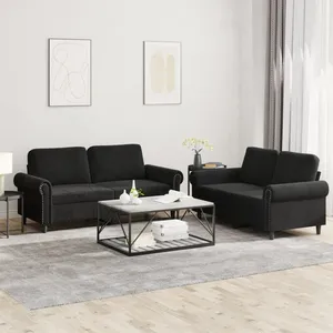 vidaXL Ensemble de canapés 2 pcs avec coussins Noir Velours pas cher