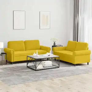 vidaXL Ensemble de canapés 2 pcs avec coussins Jaune Velours pas cher