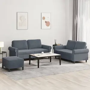 vidaXL Ensemble de canapés 3 pcs avec coussins Gris foncé Velours pas cher