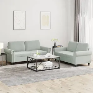 vidaXL Ensemble de canapés 2 pcs avec coussins Gris clair Velours pas cher