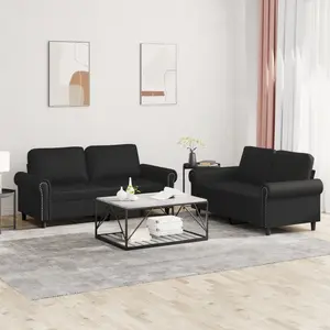 vidaXL Ensemble de canapés 2 pcs avec coussins Noir Similicuir pas cher