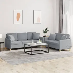 vidaXL Ensemble de canapés 2 pcs coussins gris clair tissu pas cher